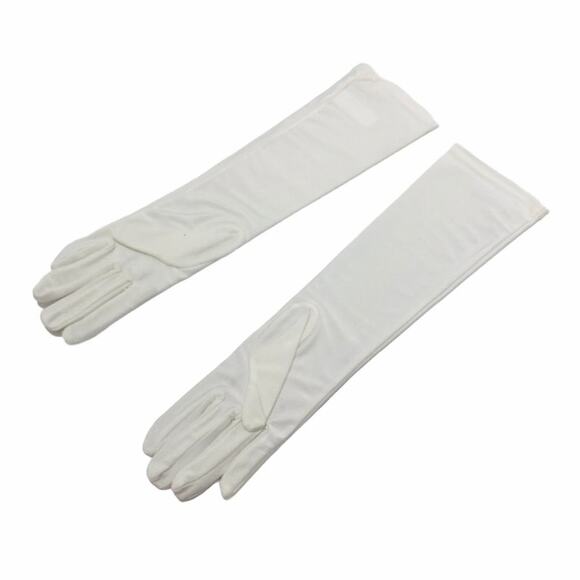 VINTAGE 14" 90s White Embroidered Floral Gloves with Open Ring Slit E19 - Picture 3 of 5